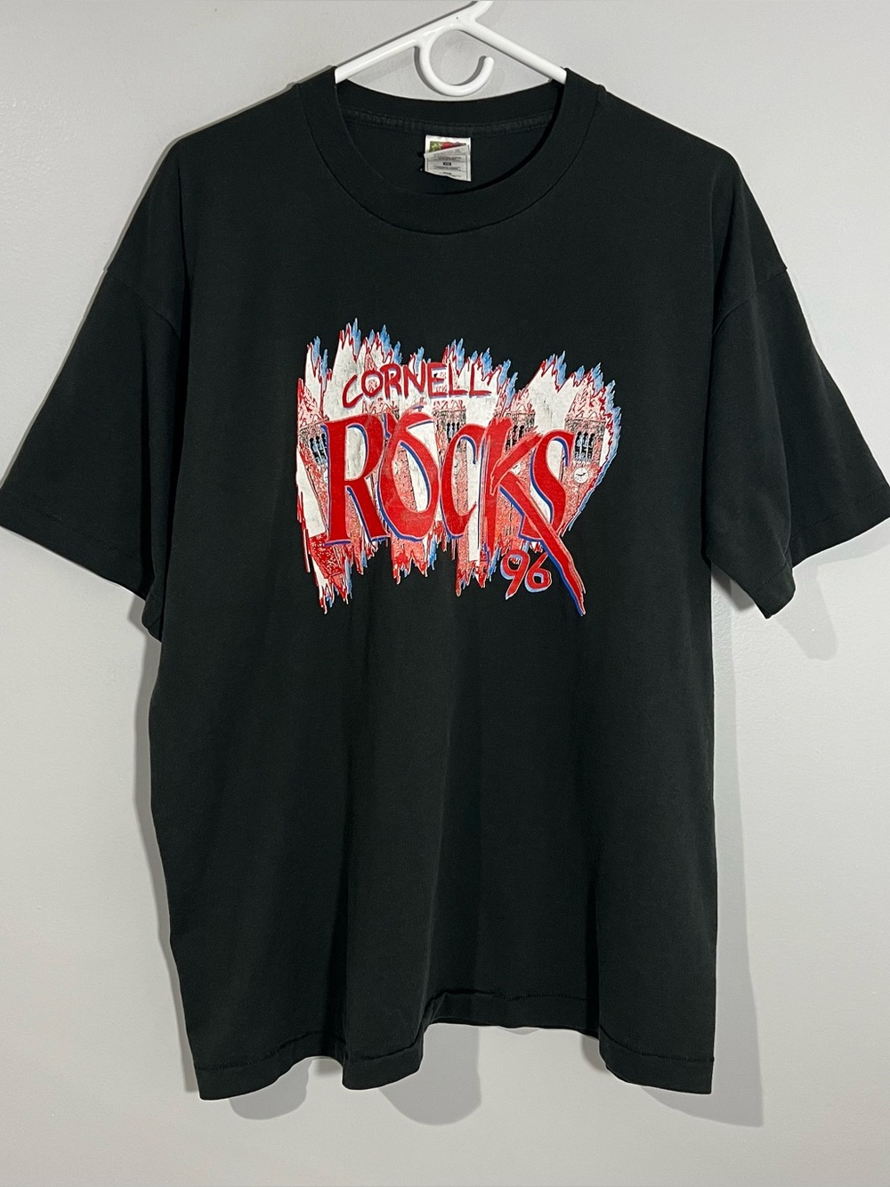 Vintage 1996 Cornell Big Red Rocks Black Single Stitch T-Shirt Mens XL